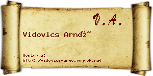 Vidovics Arnó névjegykártya